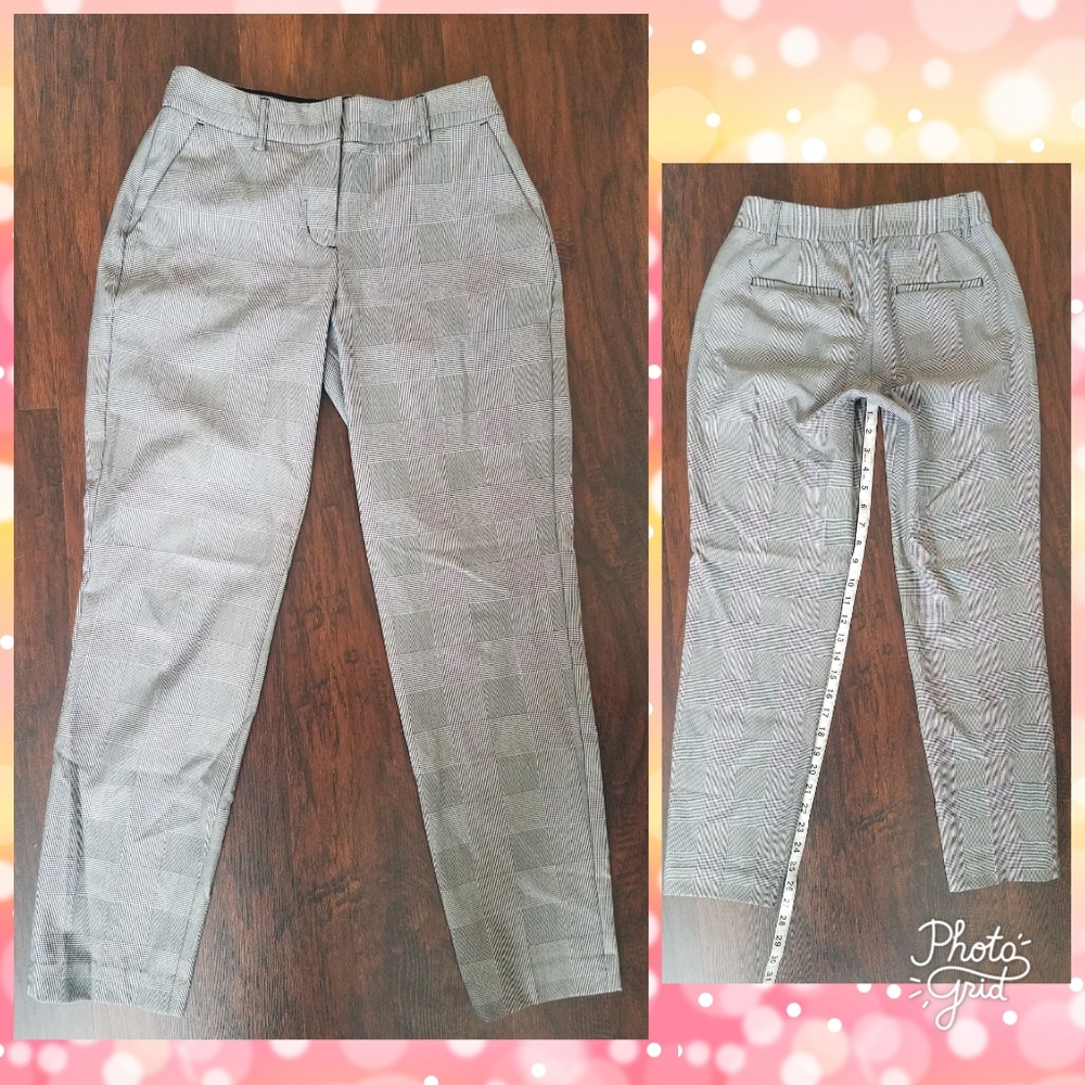 Express Coloumnist Ankle Mid Rise Plaid Trouser